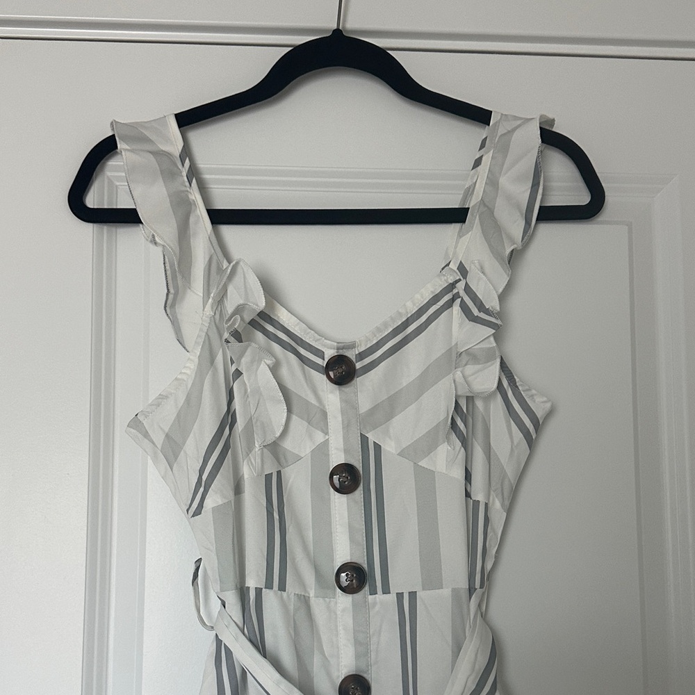 Striped Button-Down Ruffle Dress - Picture 2 of 4